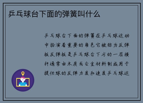 乒乓球台下面的弹簧叫什么