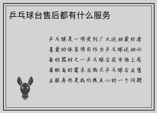 乒乓球台售后都有什么服务