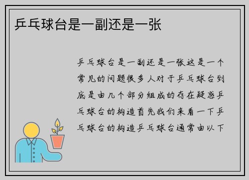 乒乓球台是一副还是一张