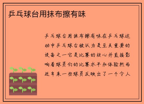 乒乓球台用抹布擦有味
