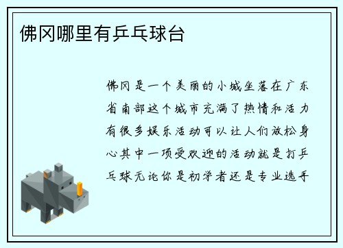 佛冈哪里有乒乓球台